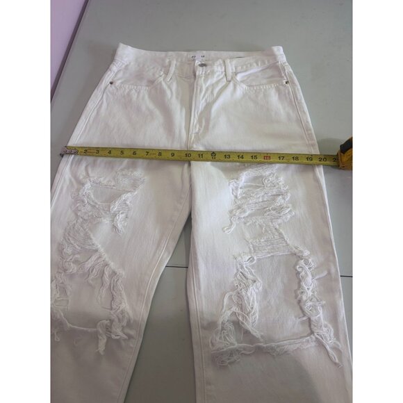 NWT Frame White Distressed Le Jane High Rise Straight Fit Jeans Size 27 - Picture 8 of 12